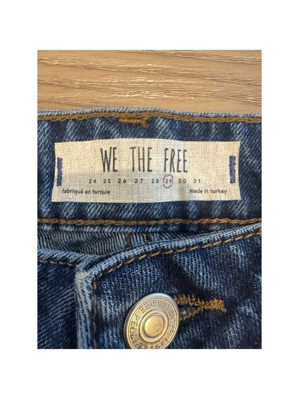 Free People High-Rise Dark Blue Mom Jeans - Picture 3 of 7